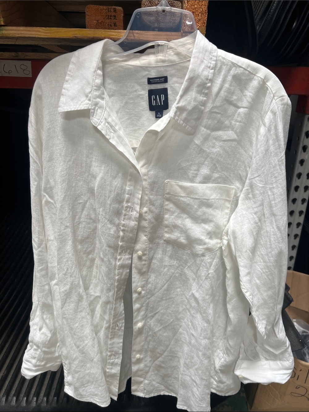 GAP Men's White Linen Button-Down Shirt